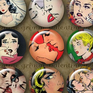 RETRO KISS & CRY 1&quot; circles…Hi-quality, ready to print