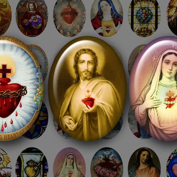 SACRED HEART 30x40 mm Ovals...High-quality, ready to use images