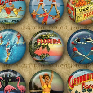 RETRO FLORIDA, cercles de 2,5 cm (1 po.)... Grande qualité, prêts à imprimer