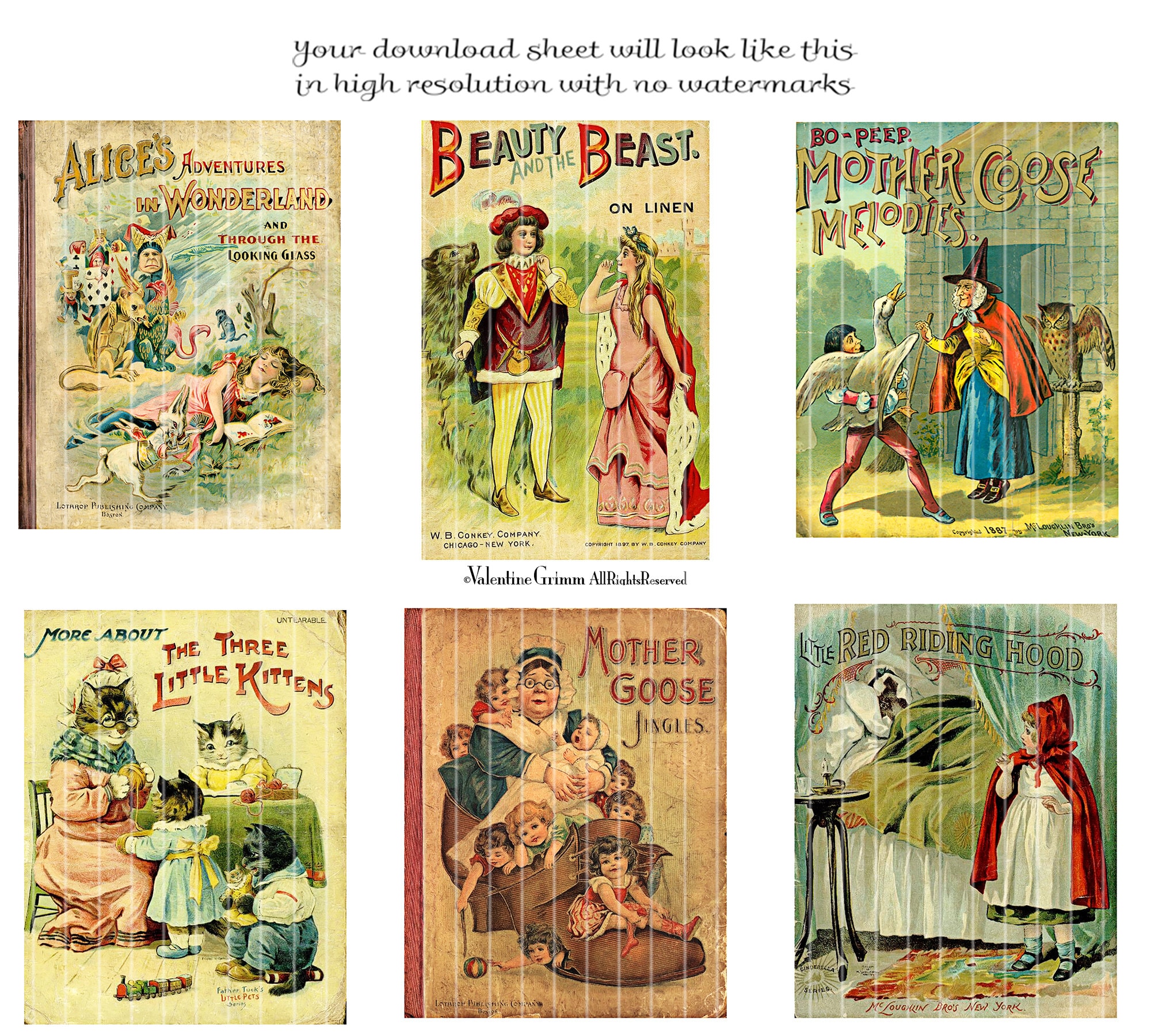 FAIRY TALE Book Covers 1 Digital Printable Collage - Etsy