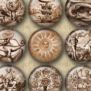ANCIENT ALCHEMY 1 Circles Digital Printable Collage - Etsy