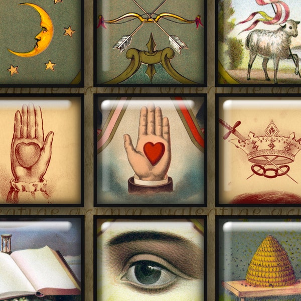 VINTAGE SYMBOLS 1" Squares ...Masonic Suns, Moons, etc...High-quality, ready to use images