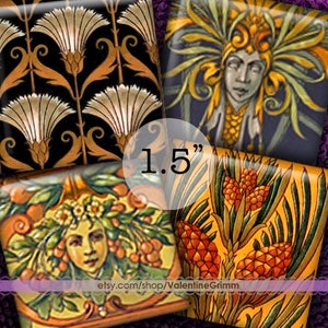 NATURE in NOUVEAU 1.5&quot; squares...Hi-quality, ready to print
