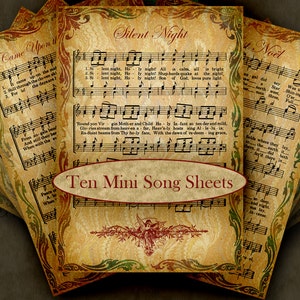 CHRISTMAS CAROLS - 10 Mini Song Sheets...high-quality, ready to print images