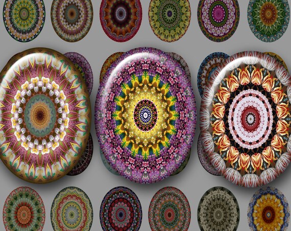 30x40 Mm Mandala Kwiaty Cyfrowe Do Druku Owale Kolażu Arkusz Etsy