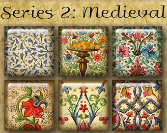 MEDIEVAL ILLUMINATIONS 1" Squares…high-quality, ready to print images