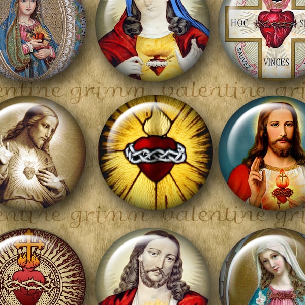 SACRED HEART 1" Circles...High-quality, ready to print images