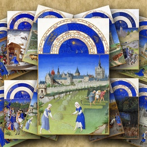 LIVRE D'HEURES MÉDIÉVAL de 2,5 x 10 cm / Haute qualité, prêt à imprimer
