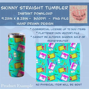 Teacher’s Gift Tumbler Wrap with Commercial License trapper keeper lunchbox thermos neon 80 Pencil Elementary School retro UVDTF Sublimation