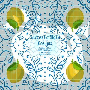 Amalfikust Italië citroenen tegel aardewerk ontwerp mediterraan azuurblauw limoncello Dolce Vita patroon vintage kust naadloos bestand of digitaal papier