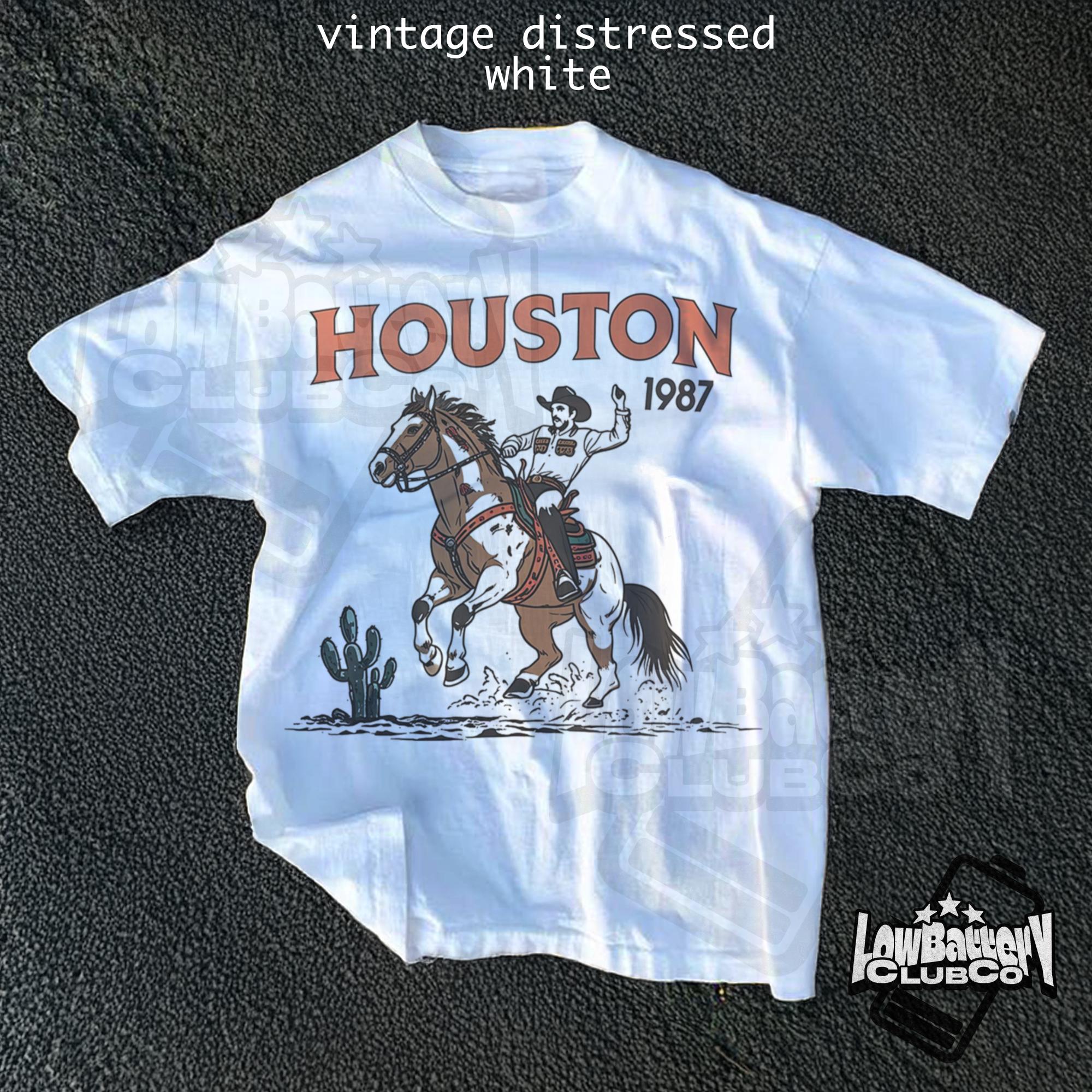 Houston Texas Western Grafik T-Shirt, Vintage Cowboy Rodeo Shirt, Komfort Farben Südlichen Stil T-Shirt, Retro Countrycore Streetwear
