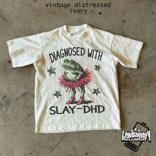 Funny ADHD Frog Shirt, Neurodivergent Meme Tee, Y2K Frogcore Graphic T-Shirt, Vintage Style Comfort Colors Unhinged Shirt