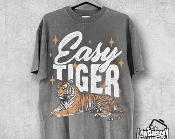 T-shirt tigre facile, t-shirt graphique bohème rétro, chemise esthétique couleurs confort, haut surdimensionné tendance vintage, t-shirt festival hippie indépendant