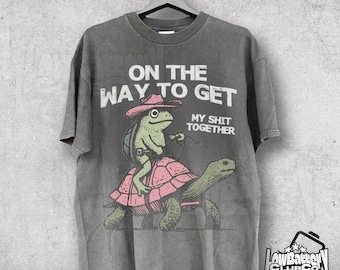 Funny Turtle On My Way To Get It Together Shirt, Vintage Frog T-Shirt, Comfort Colors Retro Tee, 90s Distressed Graphic Shirt