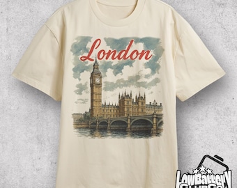 London UK Vintage T-Shirt, Retro City Landscape Graphic Tee, Travel Lover Shirt, Gift for London Fans