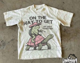 On My Way To Get My Stuff Together Shirt, Funny Turtle Frog Tee, Comfort Colors Vintage 90s T-Shirt, Retro Sarcastic Graphic Tee