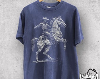 Retro Western Rodeo Grafik T-Shirt, Vintage Cowboy Komfort Farben Shirt, klassisches Countrycore T-Shirt, Rodeo Style Streetwear