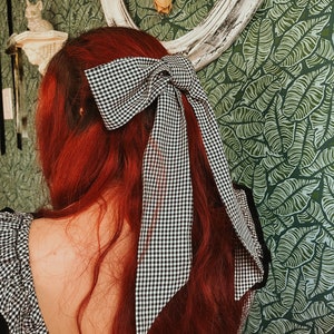 The Bow in Gingham || Witchy Cottagecore Whimsigoth Hair Bow ||