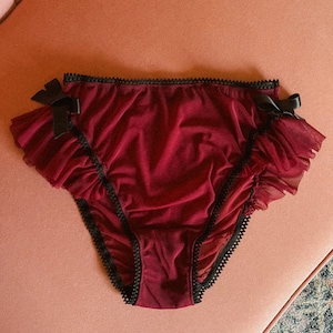 The Lilith Hi-Cut Bikini Panties II Handmade Whimsigoth, Dark Coquette Mesh Lingerie