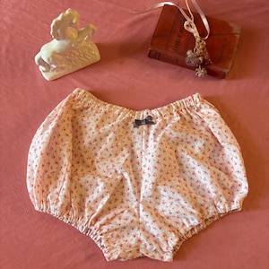 Red Ditsy Floral Bloomers: Handmade Cotton Cottagecore Shorts