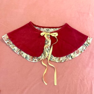 Magenta Velvet Capelet: Reversible Floral Collar, Witchy Whimsigoth Style