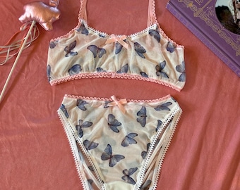 Butterfly Print Hi-Cut Panties II Fairycore Coquette Pastel Goth Lingerie