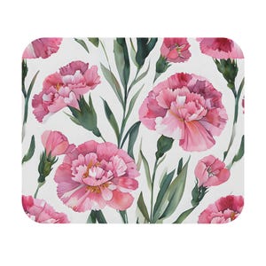 Pink Carnation Floral Mouse Pad - Office Decor, Gift for Her, Desk Accessories, Computer Mat, Mother&#39;s Day Gift