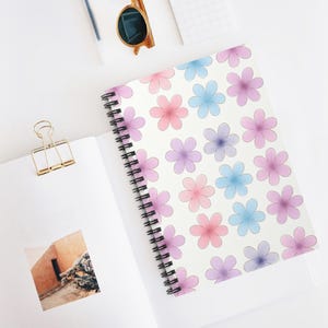 Cute Floral Spiral Notebook - Ruled Line, Cute Journal, Flower Notebook, Spring Stationery, Gifts for Students, Floral Writing Journal