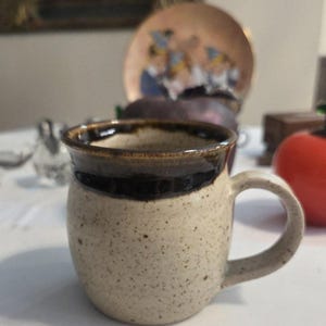 Vintage Studio Pottery Mug, Hidden Hedgehog, Speckled Stoneware, Signed SW Coffee Cup
