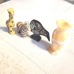 Signed Raku Pottery Giraffe, Paua Shell Kiwi, Onyx Vase – Global Art Collectibles