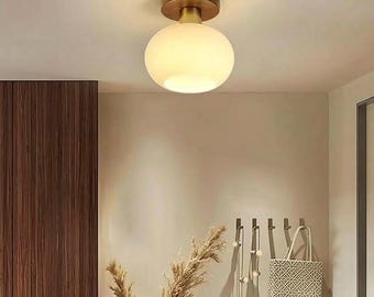 Elegant Frosted Glass Ceiling Lamp - Mid-Century Modern Style