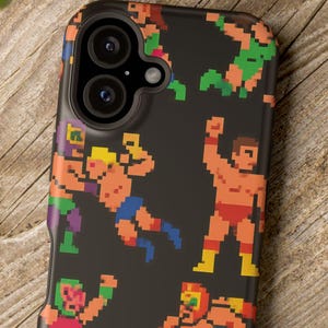 Magnetiskt mobilskal med retromotiv för brottning: Gamerpresent, nostalgisk design