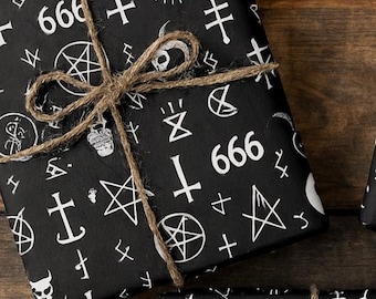 Gothic Gift Wrapping Paper: Satanic Occult Symbols, 95gsm Satin Finish