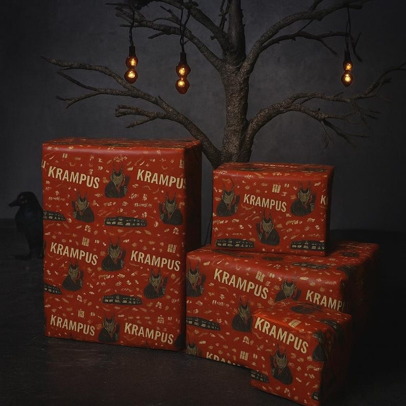 Creepy Krampus Christmas Wrapping Paper: Gothic Horror Holiday Decor image 4