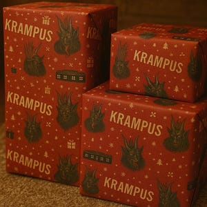 Creepy Krampus Christmas Wrapping Paper: Gothic Horror Holiday Decor image 2