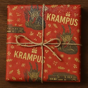 Creepy Krampus Christmas Wrapping Paper: Gothic Horror Holiday Decor image 1