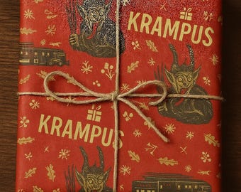 Gruseliges Krampus Geschenkpapier: Gothic Horror Weihnachtsdeko