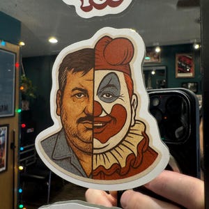 John Wayne Gacy Pogo the Clown Sticker: True Crime Horror Decal