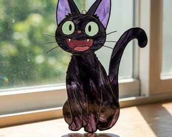 Girl Witch Broom Suncatcher, Anime Inspired Acrylic Ornament, Ji