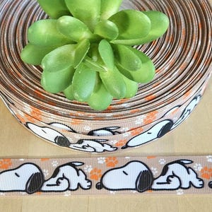 7/8" (1 YD) Snoopy Grosgrain Ribbon – Sleeping Beagle Dog Ribbon for Crafts, Collars, Hair Bows, Gift Wrap
