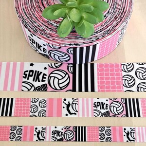 7/8" Volleyball Grosgrain Ribbon – Sports Theme Ribbon for Beach Volleyball, Cheer Bows, Crafts (1 Yard)