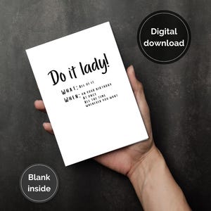 Do It Lady Birthday Card: 5x7 Printable Card (Digital Download)