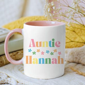 Personalized Auntie Floral Mug, Custom Name Coffee Mug