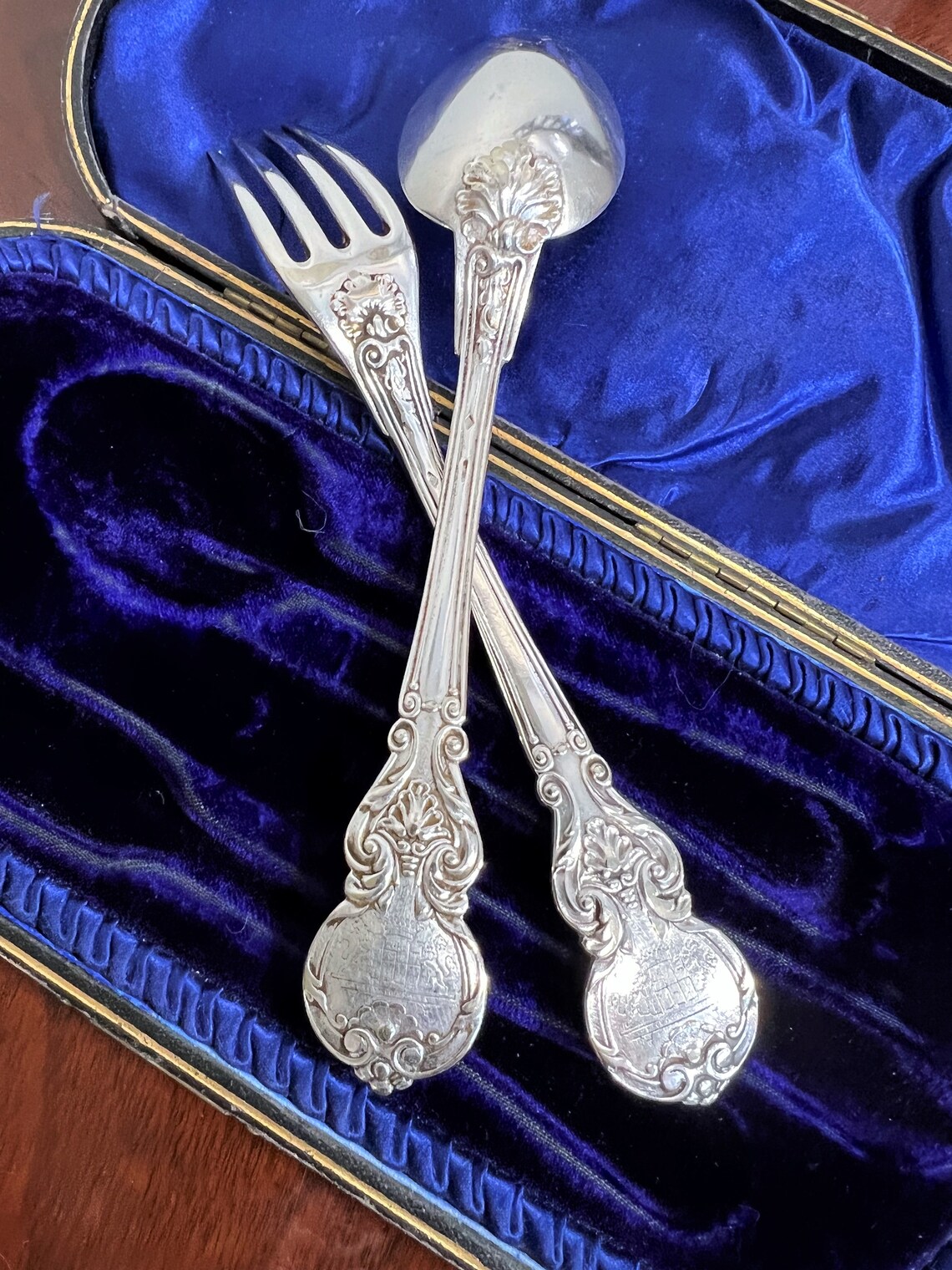 CHRISTOFLE ANTIQUE SILVERWARE Pair of Hotel Silver Plate Fork and Spoon