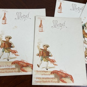 FRENCH ADVERTISING MENU Cards From Paris Restaurants, Bistros And Hotels Circa 19OO