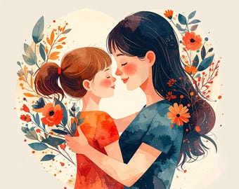 Un vínculo sin igual: Impresión artística de madre e hija