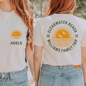 Family Beach Trip Shirt – Custom Family Vacation Tee, Personalized Beach Shirt with Name & Location, Matching Summer 2025 Family Shirts