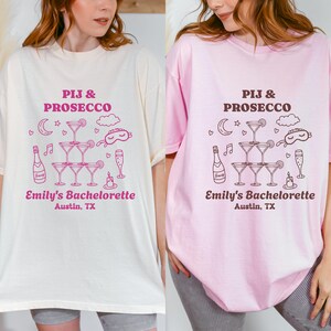 PJs and Prosecco Bachelorette Party Shirt: Custom Girls Night Tee