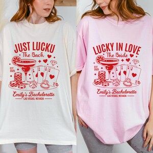 Lucky in Love Bachelorette Party Shirt: Retro Vegas Bride Tee