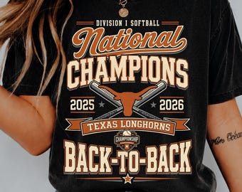 Texas Longhorns National Meister 2026 Softball WCWS Wiederholung T-Shirt, Longhorns Softball Fan Geschenk, Meisterschaft Grafik T-Shirt, Softball Champs
